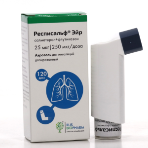 Респисальф Эйр аэрозоль для ингаляций дозированный 25мкг+250мкг/доза баллон 120доз 