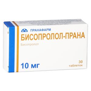 Бисопролол-Прана таблетки покрытые плёночной оболочкой 10мг №30 (отпуск 10штук)