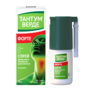 Тантум Верде форте спрей для местного применения дозированный 0,51мг/доза флакон 15мл