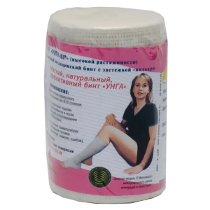 Бинт медицинский эластичный высокой растяжимости УНГА-ВР 10смх5м артикул С-305 с застежкой велкро