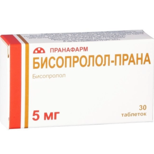 Бисопролол-Прана таблетки покрытые пленочной оболочкой 5мг №30 