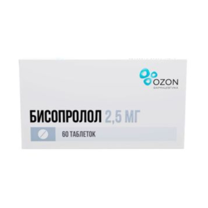 Бисопролол таблетки покрытые плёночной оболочкой 2,5мг №60