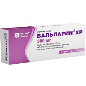 Вальпарин ХР таблетки пролонгированного действия покрытые плёночной оболочкой 300мг №30
