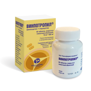 Винпотропил таблетки покрытые пленочной оболочкой 10мг+ 800мг №60