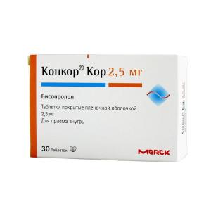 Конкор Кор таблетки покрытые плёночной оболочкой 2.5мг №30