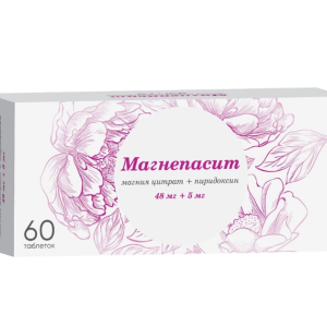 Магнепасит таблетки покрытые плёночной оболочкой 48мг+5мг №60
