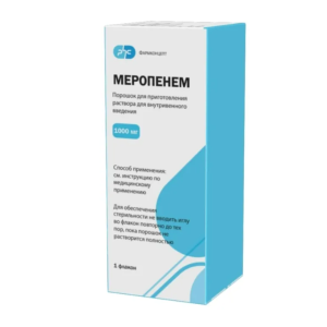 Меропенем порошок для приготовления раствора для внутривенного введения 1000мг флакон №1