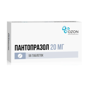 Пантопразол таблетки кишечнорастворимые покрытые оболочкой 20мг №56