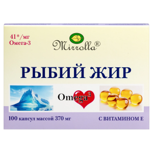 Рыбий жир Мирролла с витамином Е капсулы массой 370мг №100