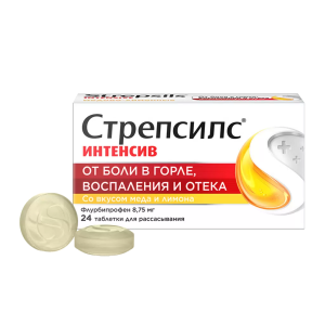 Стрепсилс Интенсив таблетки для рассасывания медово-лимонные №24