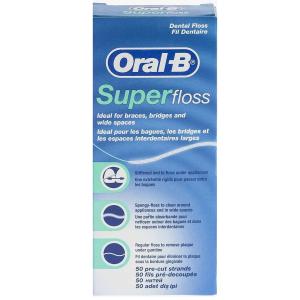 Oral-B Super floss зубная нить для очистки брекетов, протезов и широких межзубных промежутков,50 нитей