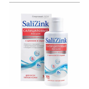 СалиЦинк салициловый лосьон спиртовой с цинком и серой для всех типов кожи флакон 100мл