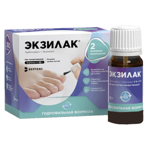 Экзилак лак для ногтей лекарственный 4%+3% флакон 10г №1 + пилочка для ногтей №30