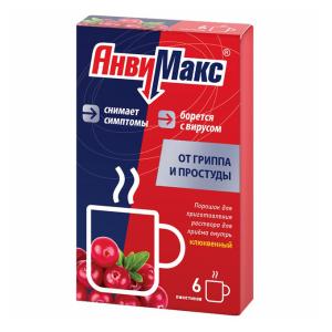 АнвиМакс порошок для приготовления раствора для приёма внутрь клюквенный пакетики 5г №6