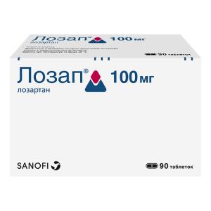 Лозап таблетки покрытые плёночной оболочкой 100мг №90