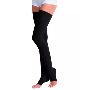 Чулки компрессионные до бедра с открытым мыском I класс компрессии ЧС1(П)-Ч черные размер 1