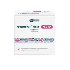 Форметин Лонг таблетки с пролонгированным высвобождением покрытые плёночной оболочкой 750мг №60