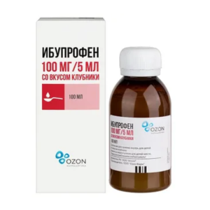 Ибупрофен суспензия для приёма внутрь для детей со вкусом клубники 100мг/5мл флакон 100мл 