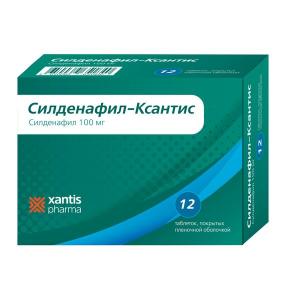 Силденафил-Ксантис таблетки покрытые плёночной оболочкой 100мг №12