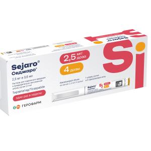 Седжаро раствор для подкожного введения 2,5мг/доза шприц-ручка 2,4мл №1 + игла №4