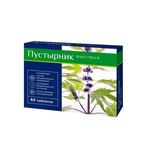 Пустырник форте с Mg и B6 таблетки покрытые оболочкой по 0,55г №40