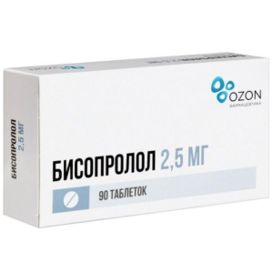 Бисопролол таблетки покрытые плёночной оболочкой 2,5мг №90