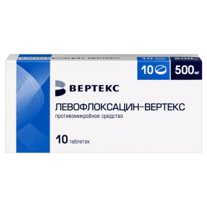 Левофлоксацин-Вертекс таблетки покрытые плёночной оболочкой 500мг №10 