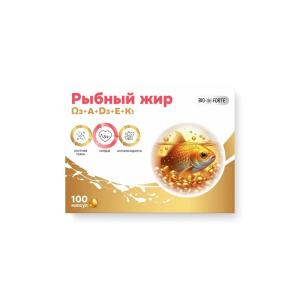 Рыбный жир с витаминами А, D, Е, К BioForte капсулы массой 330мг №100
