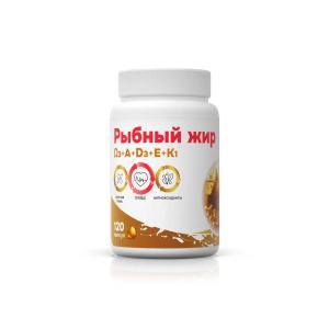 Рыбный жир с витаминами А, D, Е, К BioForte капсулы массой 330мг №120
