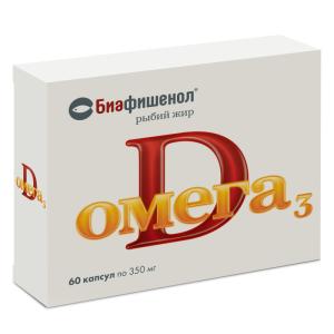 Биафишенол рыбий жир Омега 3 D3 капсулы 0,35г №60