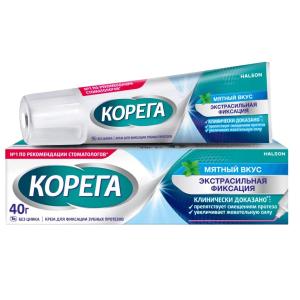 Корега Мятный вкус экстра сильная фиксация крем для фиксации зубных протезов туба 40г
