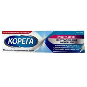 Корега Защита десен Экстра сильная фиксация крем для фиксации зубных протезов туба 40г
