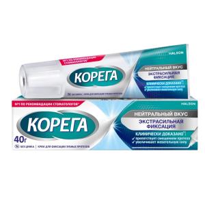Корега нейтральный вкус Экстра сильная фиксация крем для фиксации зубных протезов туба 40г
