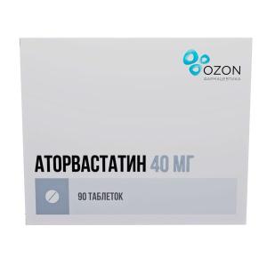 Аторвастатин таблетки покрытые плёночной оболочкой 40мг №90