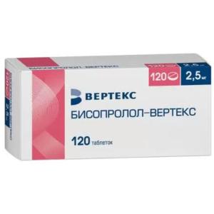 Бисопролол Вертекс таблетки покрытые плёночной оболочкой 2,5мг №120