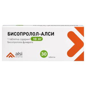 Бисопролол-АЛСИ таблетки покрытые плёночной оболочкой 10мг №30