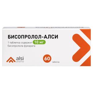 Бисопролол-АЛСИ таблетки покрытые плёночной оболочкой 10мг №60