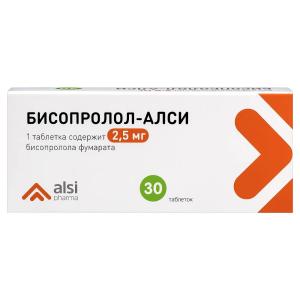 Бисопролол-АЛСИ таблетки покрытые плёночной оболочкой 2,5мг №30