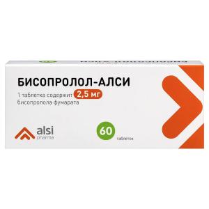 Бисопролол-АЛСИ таблетки покрытые плёночной оболочкой 2,5мг №60