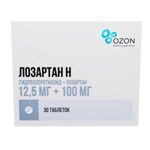 Лозартан Н таблетки покрытые пленочной оболочкой 12,5мг+100мг №30