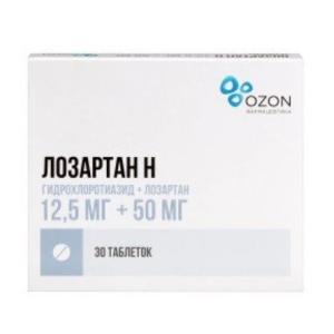Лозартан Н таблетки покрытые пленочной оболочкой 12,5мг+50мг №30
