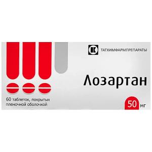 Лозартан таблетки покрытые пленочной оболочкой 50мг №60