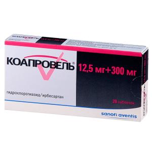 Коапровель таблетки покрытые плёночной оболочкой 12,5мг+300мг №28