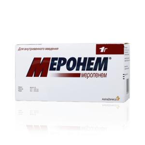 Меронем порошок для приготовления раствора для внутривенного введения 1г флаконы №10