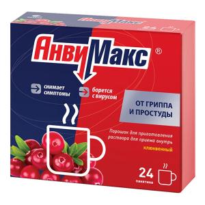 АнвиМакс порошок для приготовления раствора для приёма внутрь клюквенный пакетики 5г №24