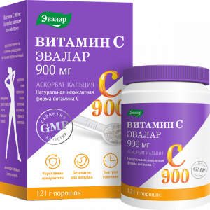 Витамин С Эвалар 900мг Аскорбат кальция порошок 121г