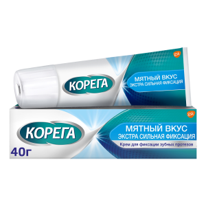 Корега Мятный вкус экстра сильная фиксация крем для фиксации зубных протезов туба 40г