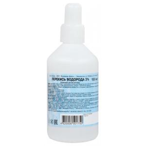 Перекись водорода раствор 3% (кожный антисептик) средство дезинфицирующее флакон 100мл (отпуск 50шт) 
