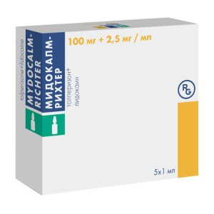 Мидокалм-Рихтер раствор для внутримышечного введения 100мг+2,5мг/мл ампулы 1мл №5