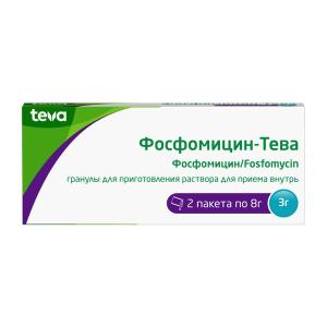 Фосфомицин-Тева гранулы для приготовления раствора для приёма внутрь 3г пакеты 8г №2